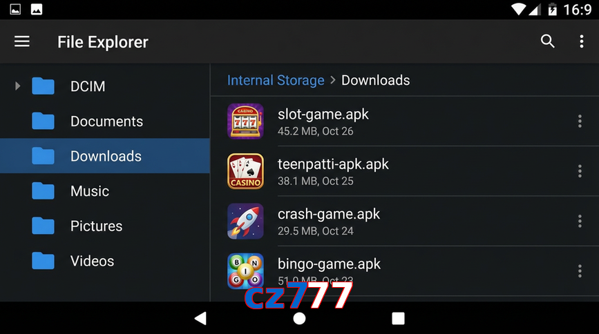 Main screen of Cz777 gameapk page for PK players