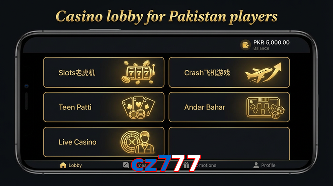 Lobby view of Cz777 for Pakistan users